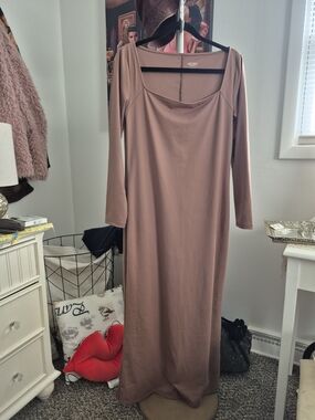 Long Sleeve Square Neck Maxi Dress in Butter Bliss - Women